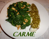Foto del paso 4 de la receta: Tintorera al pesto con ensalada de espinacas, nueces y miel