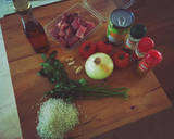 Foto del paso 2 de la receta: Kilauea de arroz basmati erupcionando dados de bonito al curry cocido en leche de coco