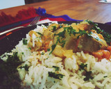 Foto del paso 7 de la receta: Kilauea de arroz basmati erupcionando dados de bonito al curry cocido en leche de coco