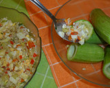 Foto del paso 2 de la receta: Calabacines rellenos de arroz y verduras en salsa de tomate