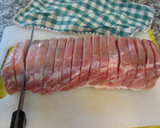 Foto del paso 1 de la receta: Lomo de cerdo en rodajas con jamón y verduras