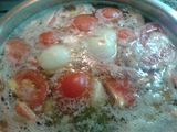 Sopa de gambitas y mejillones