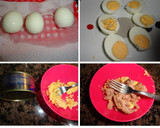 Foto del paso 1 de la receta: Huevos rellenos de atún y langostinos