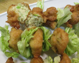 Foto del paso 9 de la receta: Buñuelos de lechuga y atún en brochetas
