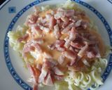 Foto del paso 3 de la receta: Bicicletas con bechamel de tomate y picadillo de bacón y queso