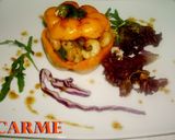 Foto del paso 6 de la receta: Pimiento amarillo relleno de verduras y gambas