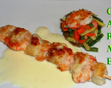 Foto del paso 10 de la receta: Brocheta de bacalao y gambas con salsa de queso